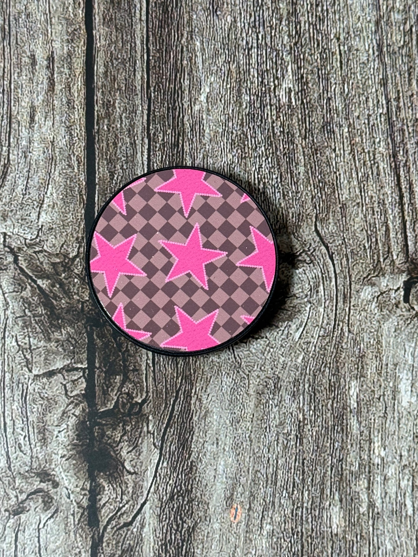 Checkered and Star Phone Grip