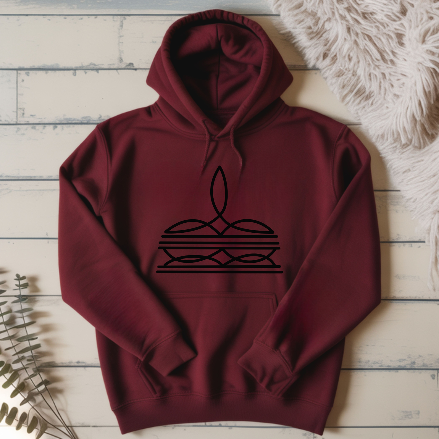 Black Boot Stitch Hoodie (Made to Order)