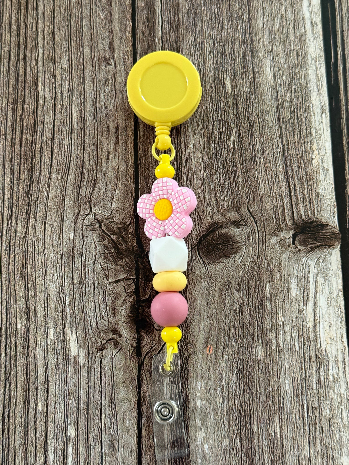 Checkered Flower Badge Reel