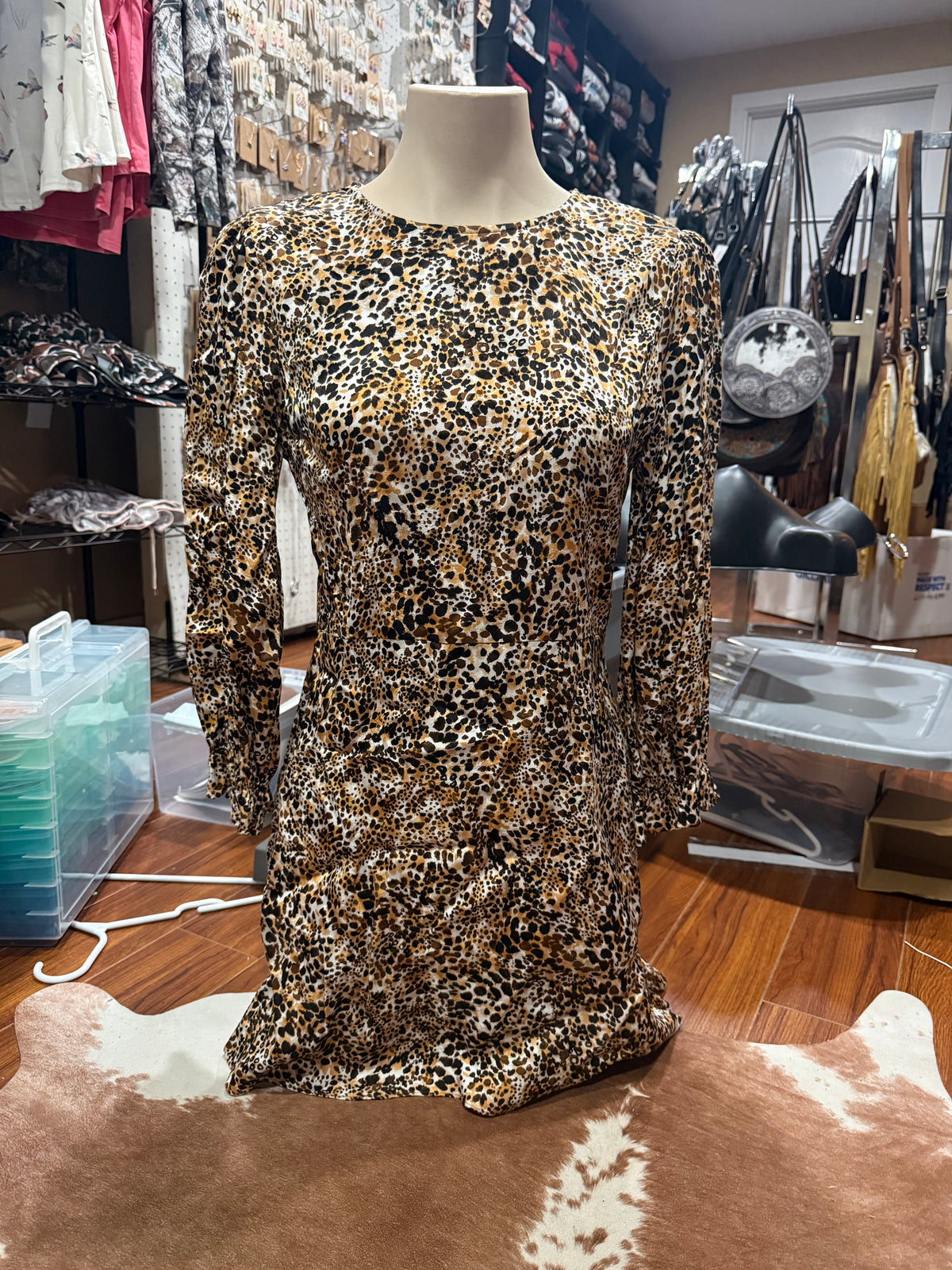 Wilfred Leopard Print Long Sleeve Dress