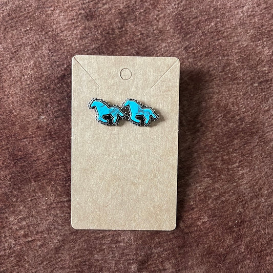 Turquoise Horse Stud Earrings