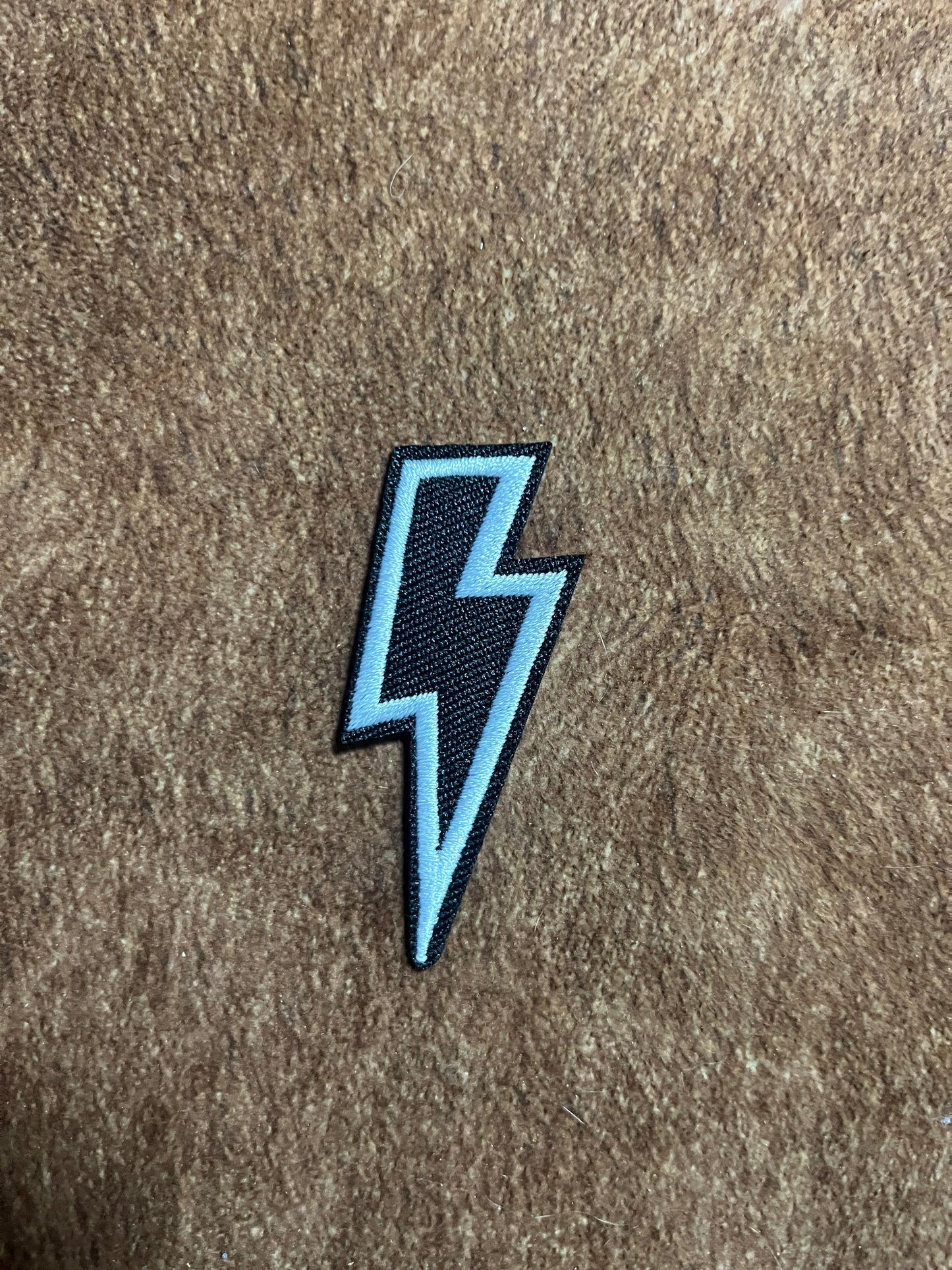 Black Lightning Bolt Iron on Patch