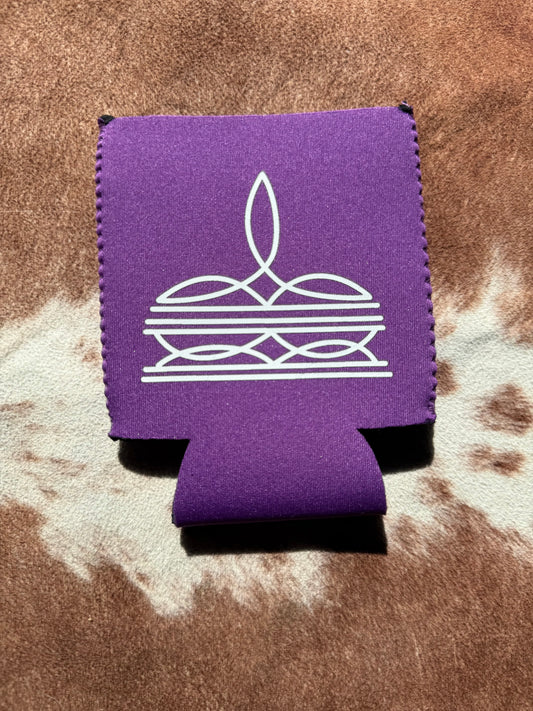 Purple and White Boot Stitch Koozie