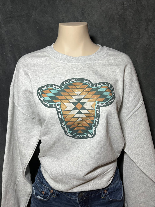 Aztec Cow Head Crewneck (Made to Order)