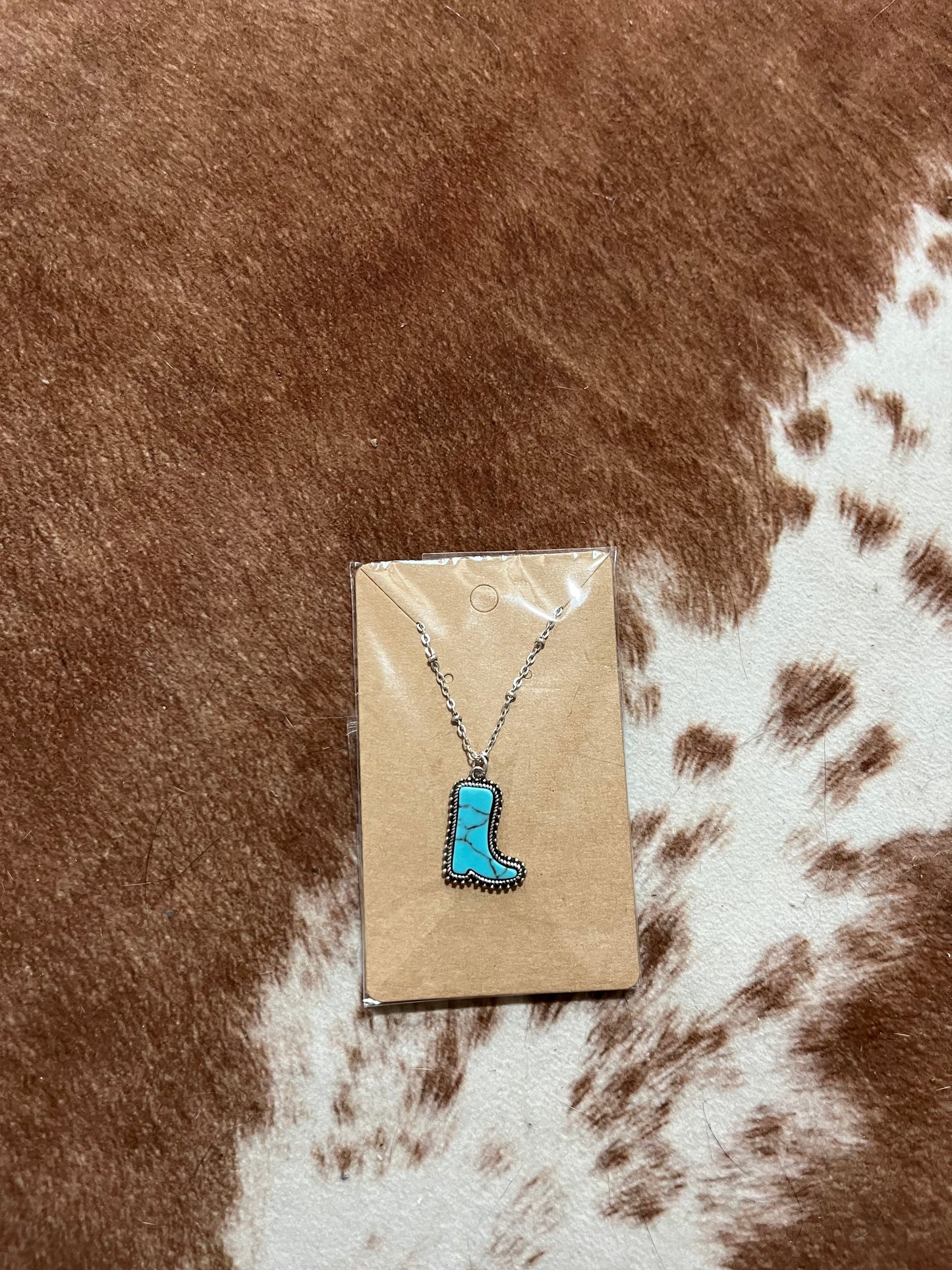 Turquoise Cowboy Boot Necklace