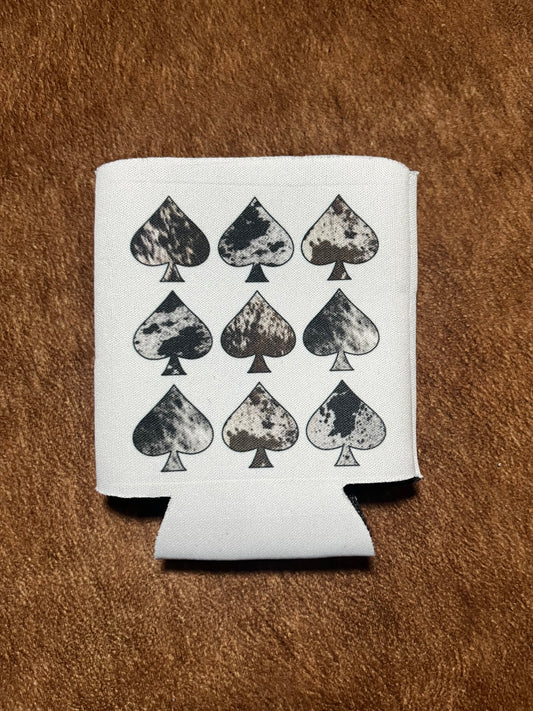 Cowhide Spades Koozie