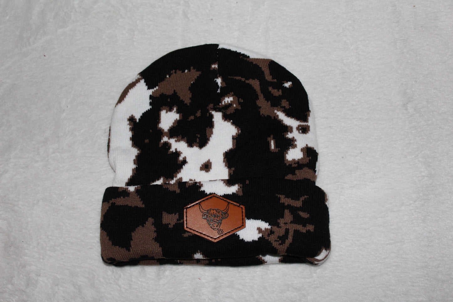 Highland Cow Patch Cow Print Toque