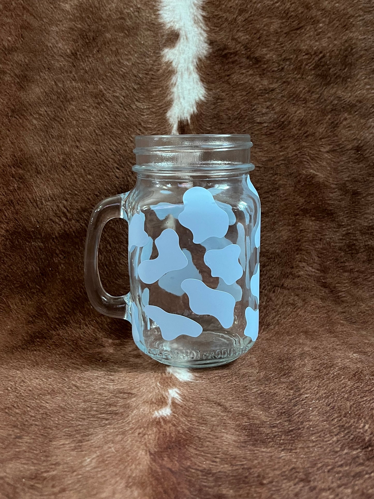 Cow Print Mason Jar Glass