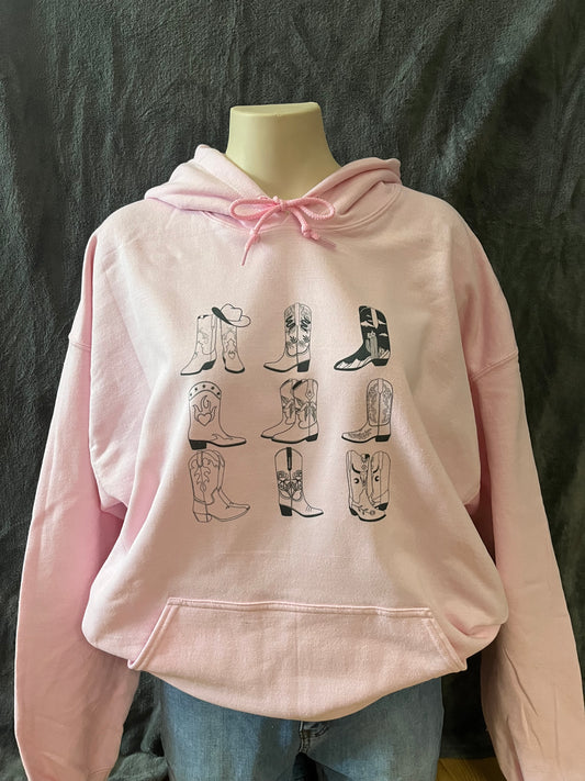 Pink Cowboy Boots Hoodie (Made to Order)
