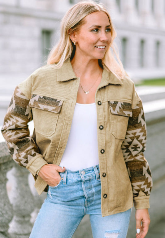 Khaki Aztec Shacket