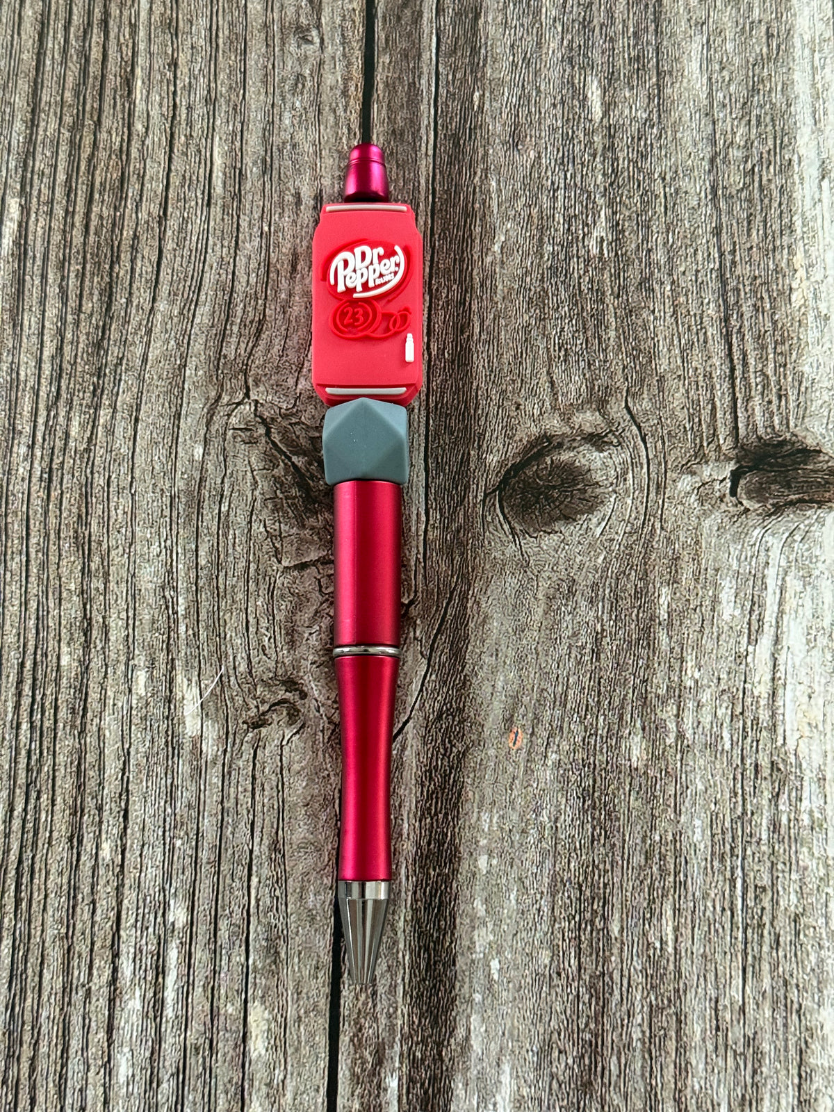 Red Dr. Pepper Beaded Pen