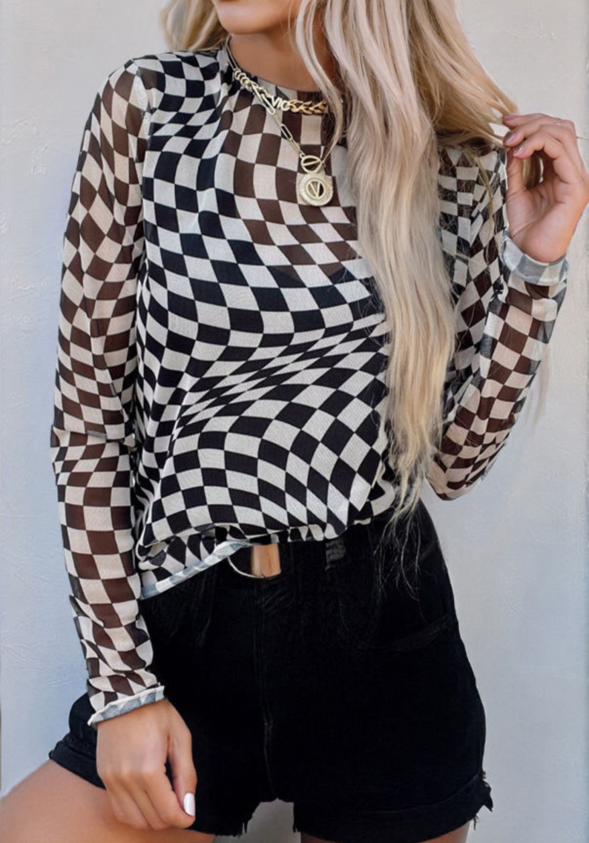 Checkered Mesh Top