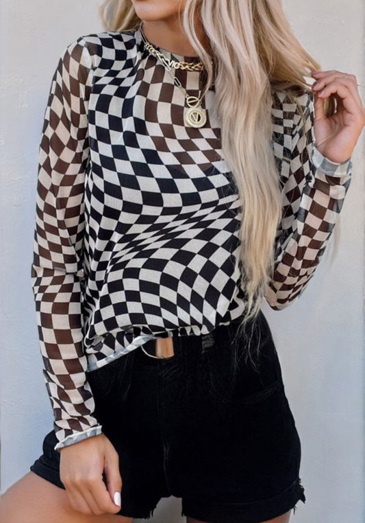 Checkered Mesh Top