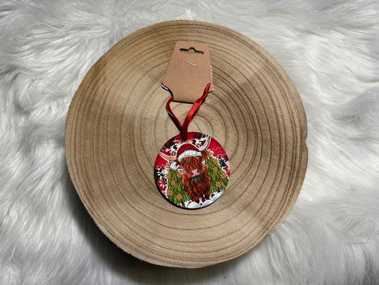 Cartoon Highland Cow Ornament