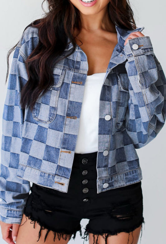 Checkered Denim Jacket