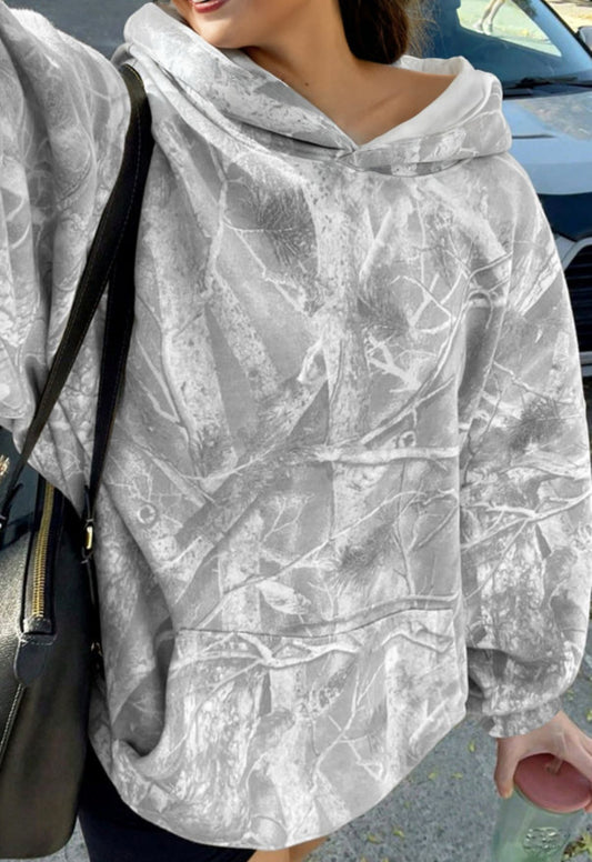 White and Grey Camo Hoodie