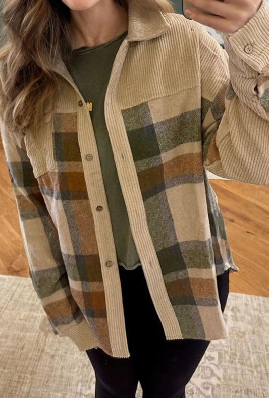 Plaid Corduroy Shacket