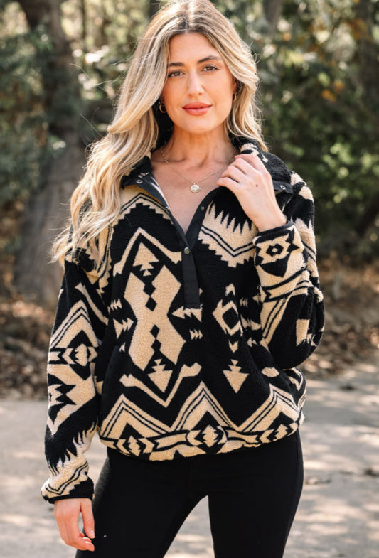 Aztec Half Button Sweater
