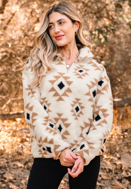 Aztec Quarter Zip Sweater