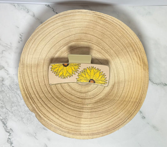 Beige Sunflower Claw Clip
