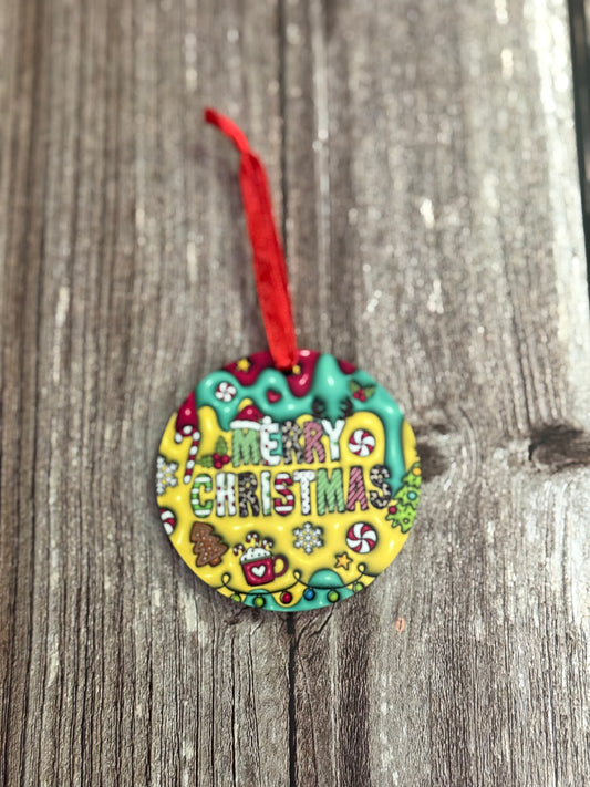 Merry Christmas Retro Christmas Ornament