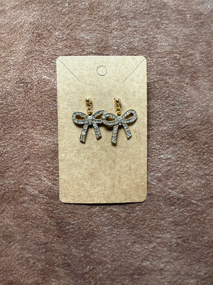 Rhinestone Bow Earrings