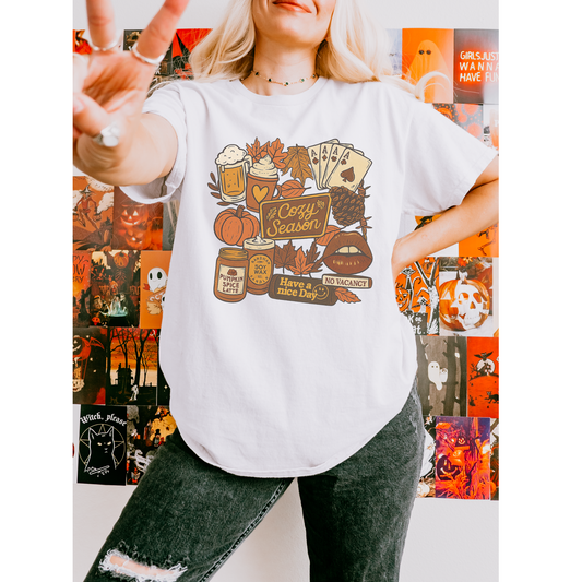 Cozy Season Fall Collage Retro T-shirt