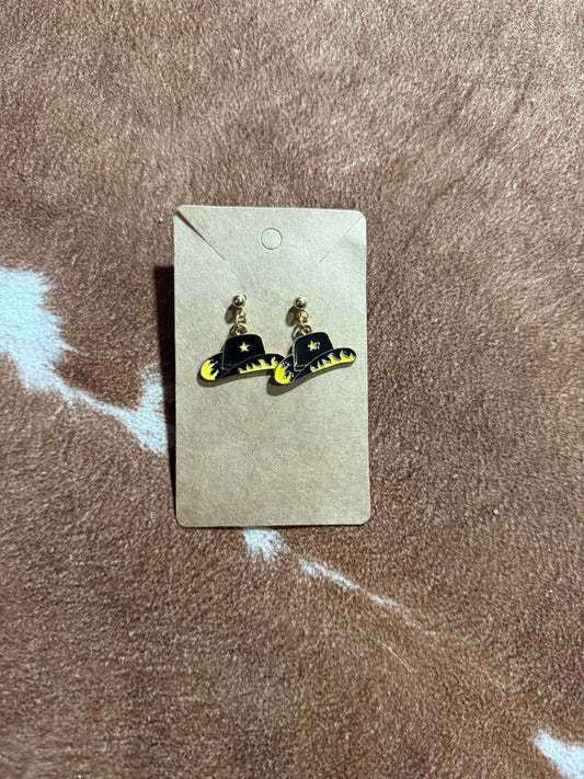 Sunflower Cowboy Hat Earrings