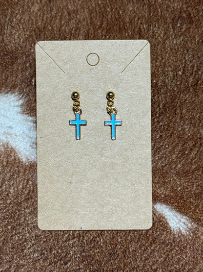 Coloured Cross Earrings