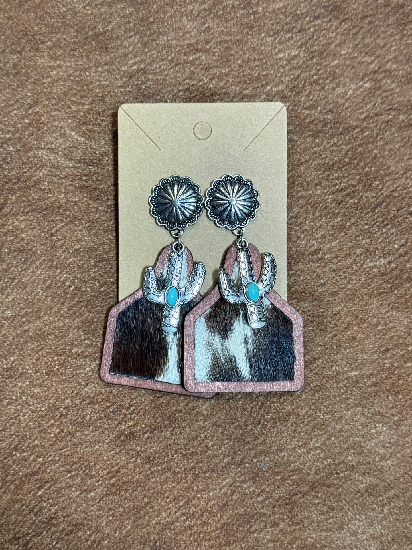 Faux Fur Ear Tag Earrings