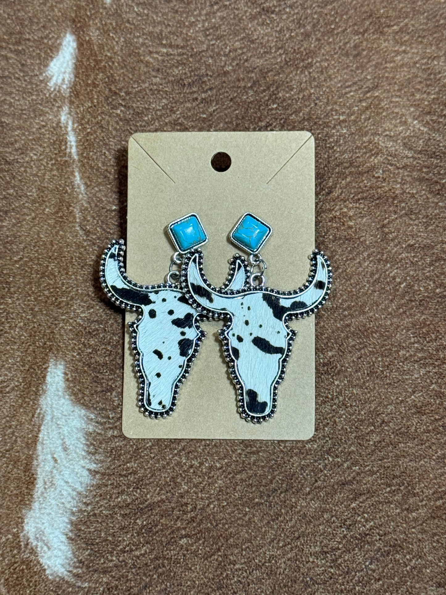 Faux Fur Ear Cow Head Earrings