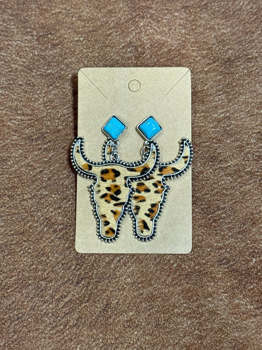 Faux Fur Ear Cow Head Earrings