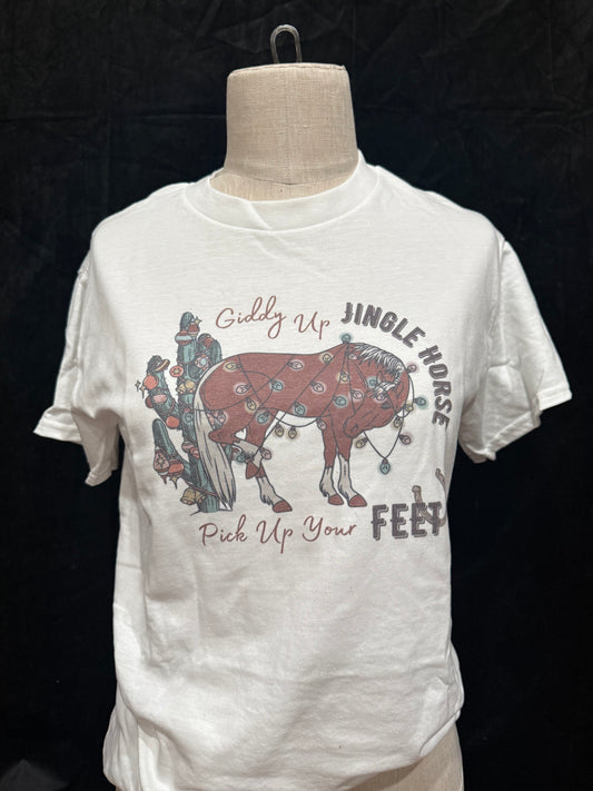 Giddy Up Jingle Horse Retro T-shirt
