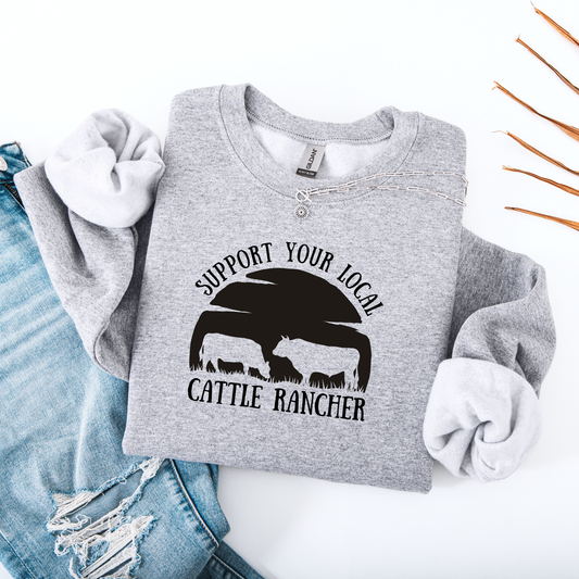 Support Your Local Cattle Rancher Crewneck