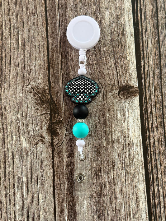 Checkered Spade Badge Reel