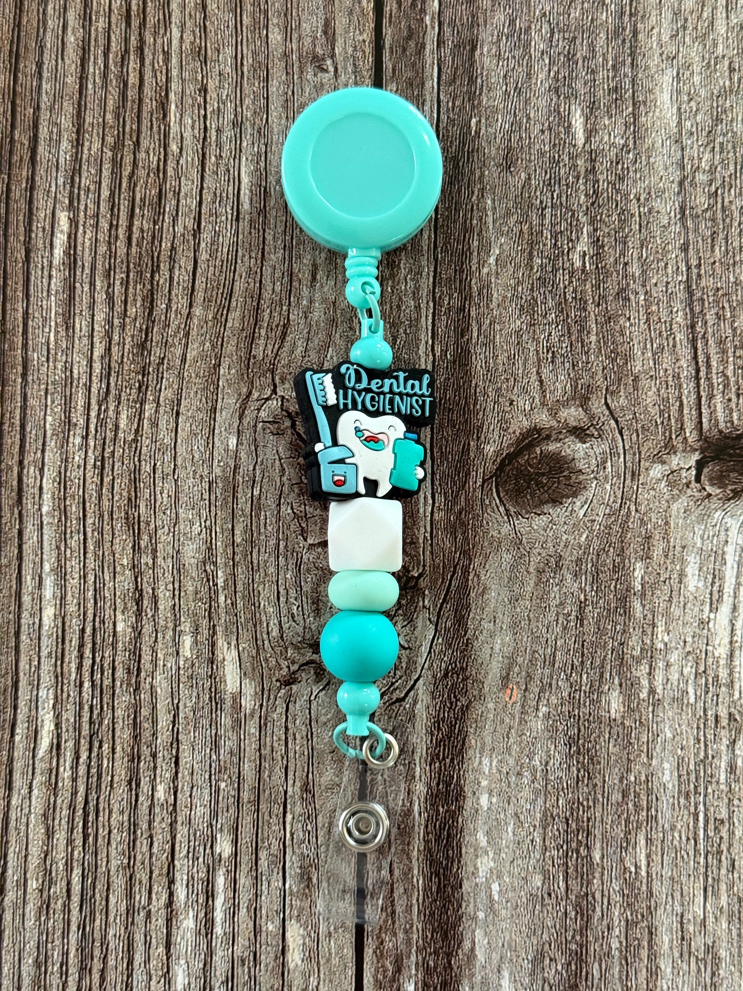 Turquoise Dental Hygienist Badge Reel