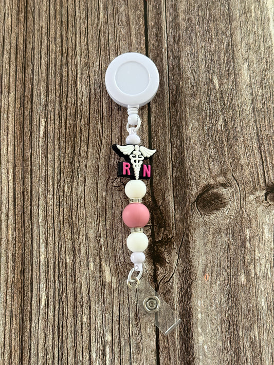 Pink Registered Nurse Badge Reel