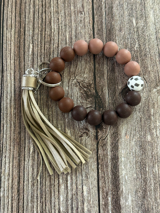 Neutrals and Aztec Wristlet Keychain