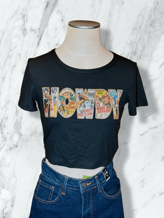 Howdy Short Sleeve Roundneck Crop Top