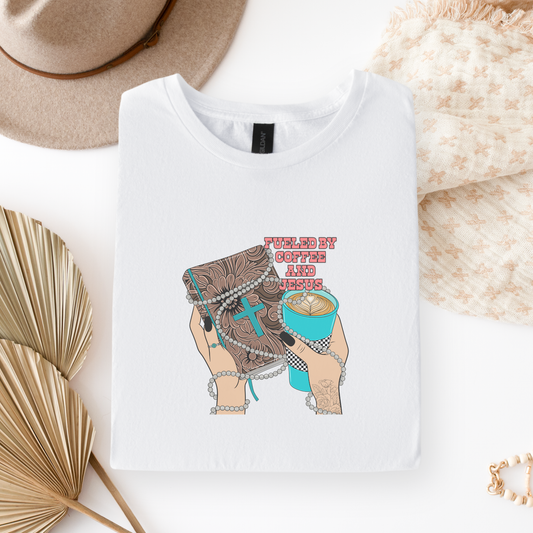 Fuelled by Coffee and Jesus Retro T-shirt