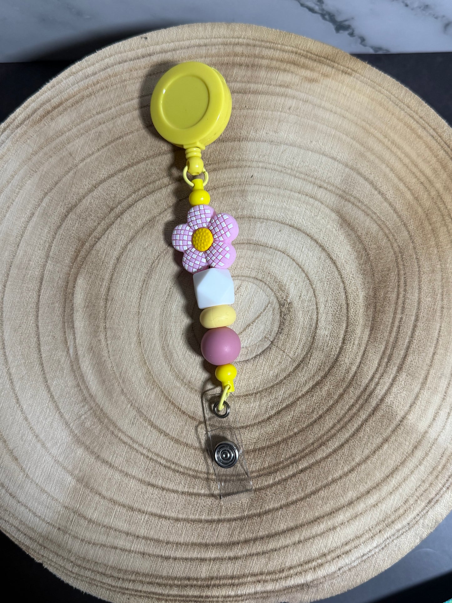 Yellow and Pink Badge Reel