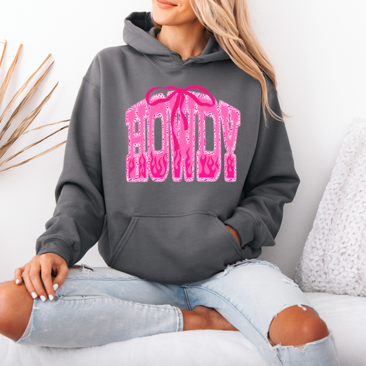 Howdy & Hot Pink Flames Hoodie