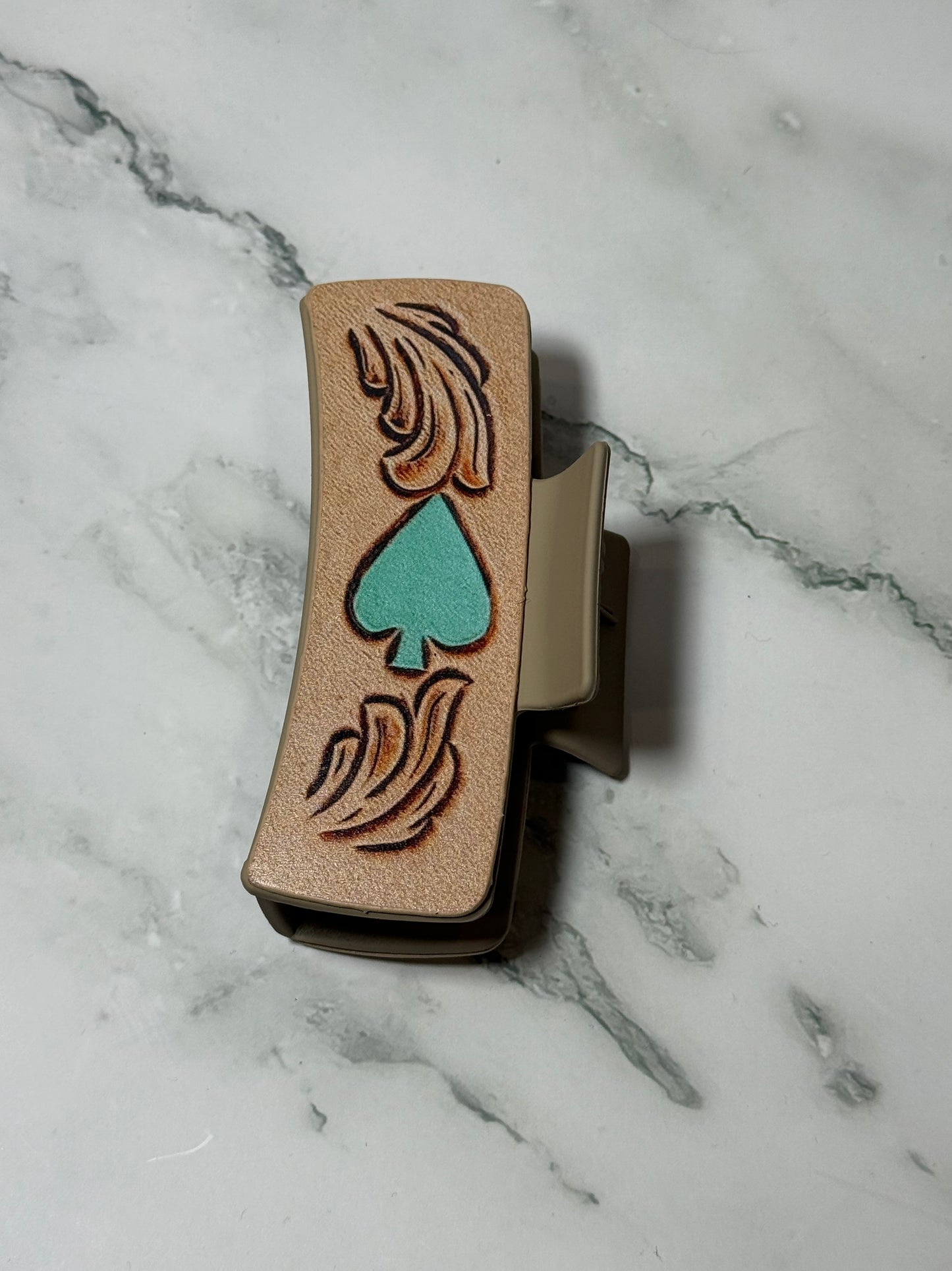 Turquoise Spade Claw Clip