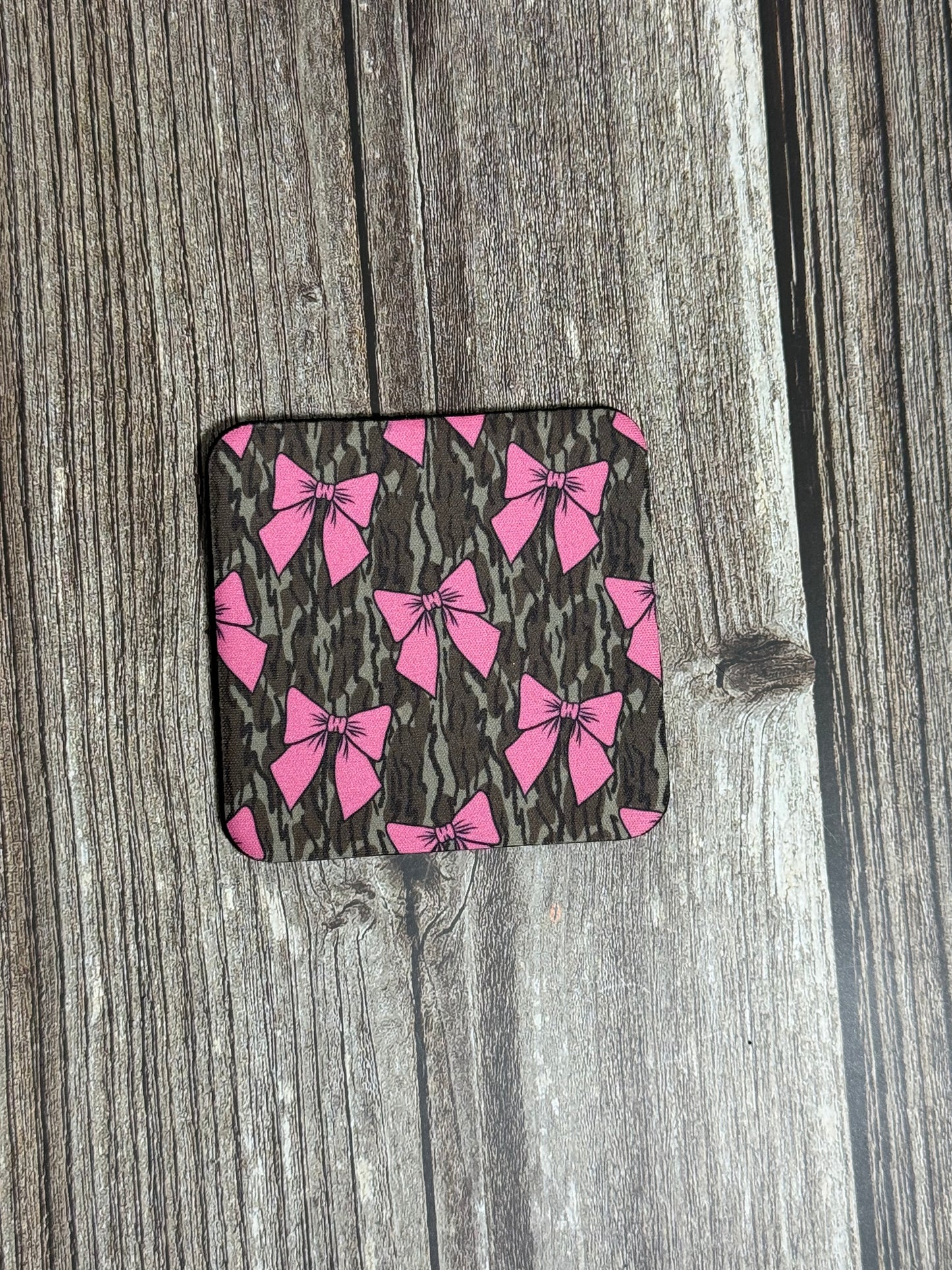 Camo and Pink Bows Coaster (4 piece set)