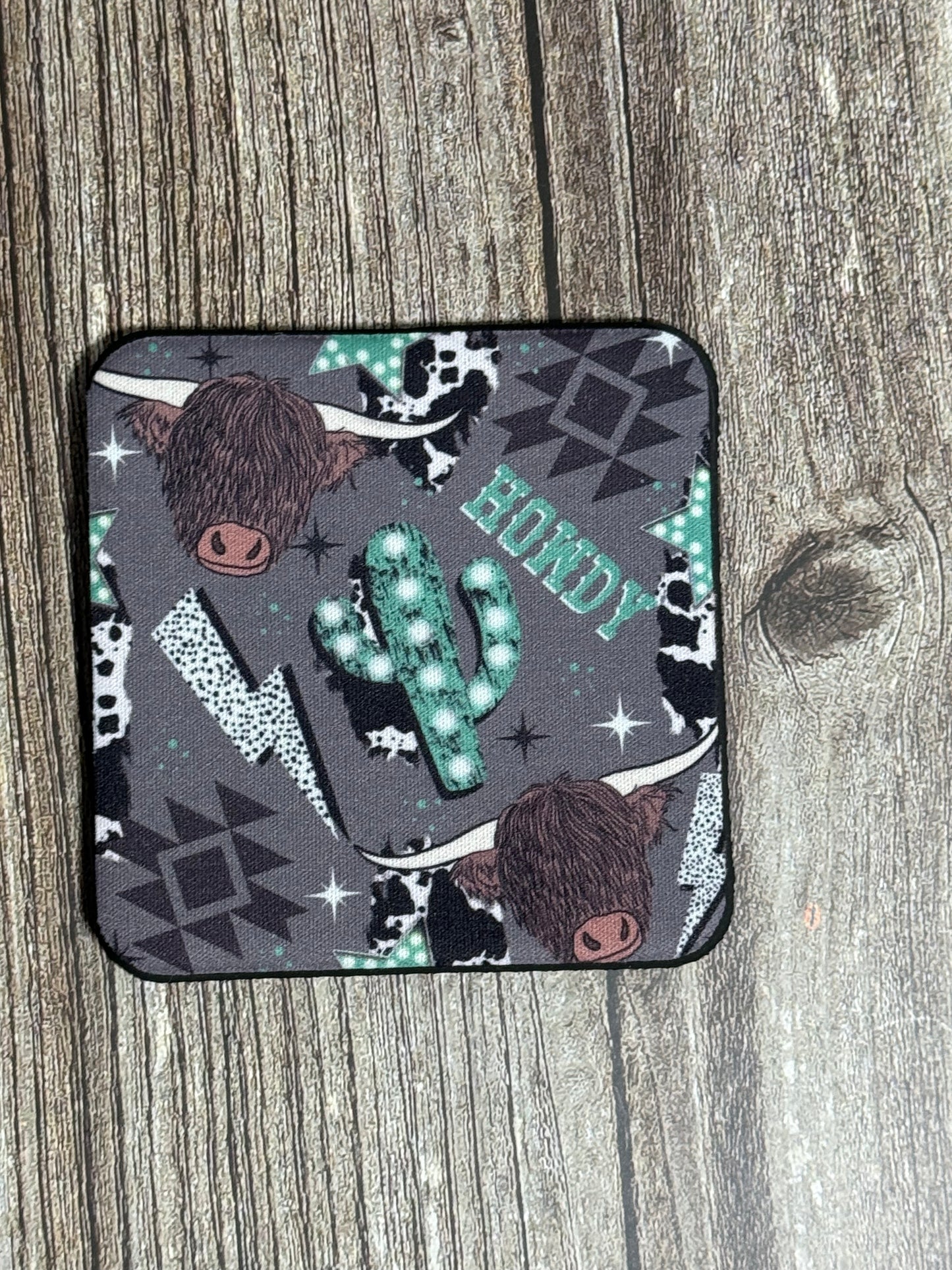 Highland Cow Howdy Collage Coaster (4 piece set)