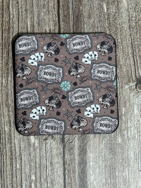 Howdy Poker Coaster (4 piece set)