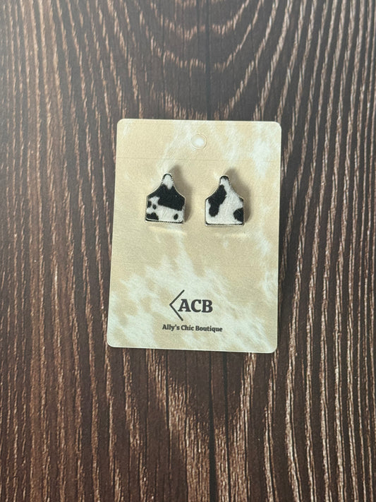 Faux Fur Ear Tag Stud Earrings