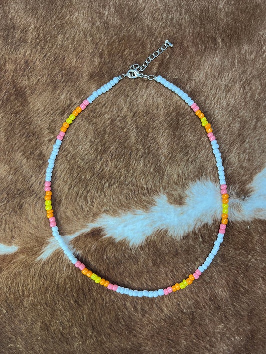 Tequila Sunrise Seed Bead Choker Necklace