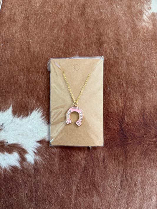 Pink Horseshoe Necklace