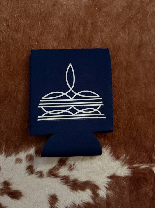 Navy and White Boot Stitch Koozie
